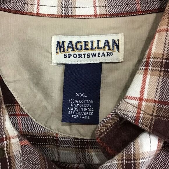 Magellan Sportswear Men's Brown Plaid Button Up Shirt XXL - Picture 9 of 10